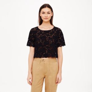 Club Monaco Black Lace Cropped Top - Size Small